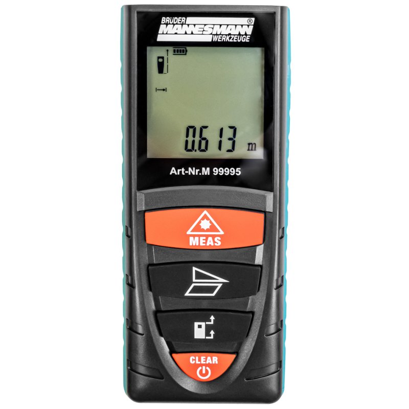 BRÜDER MANNESMANN laser distance meter, 0.2-40 m, black/orange/turquoise, ±2 mm accuracy